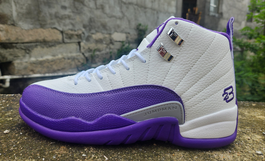 Jordan 12 Design-Inspired - "Kevin Martin PE" "White & Purple" Custom Tribute - AJ12-KVNMRTNPE-1229