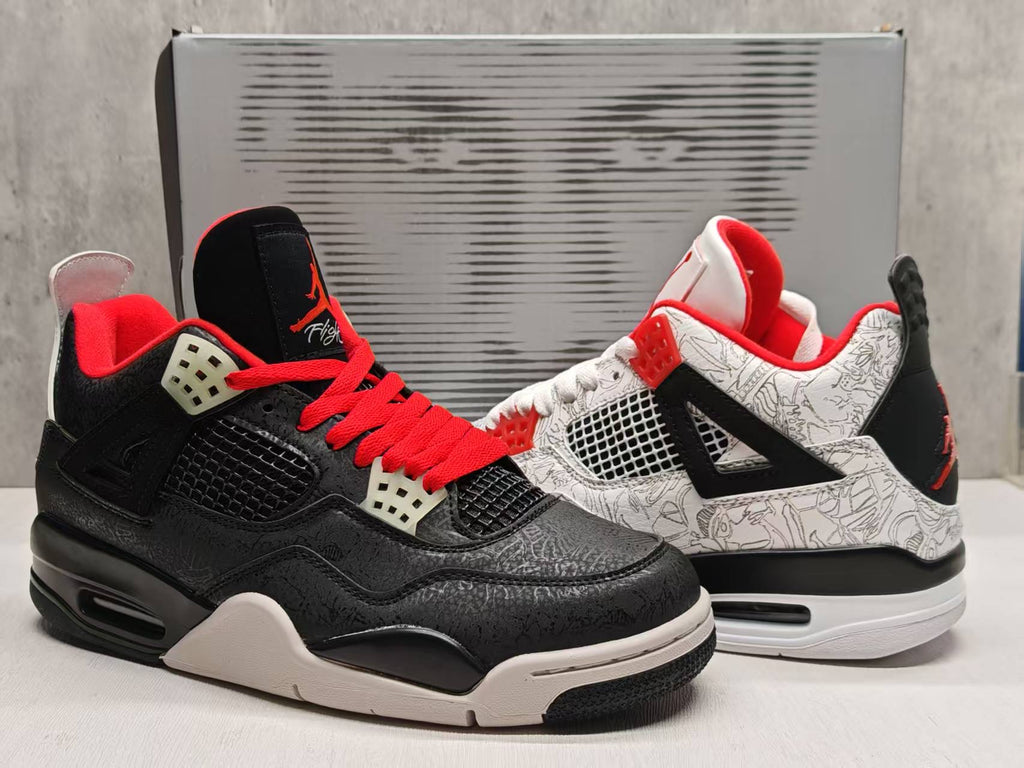 Jordan 4 – Design‑Inspired "Lasers White &amp; Black" Custom Tribute Build AJ4‑LASERS‑474