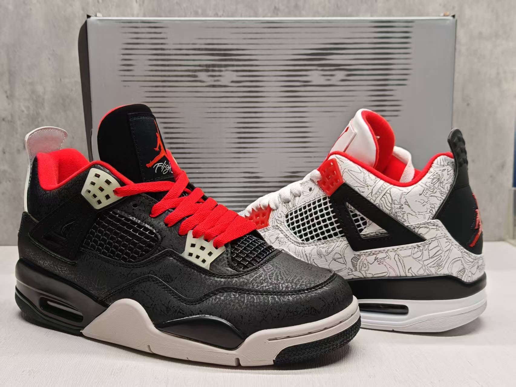Jordan 4 – Design‑Inspired "Lasers White &amp; Black" Custom Tribute Build AJ4‑LASERS‑474