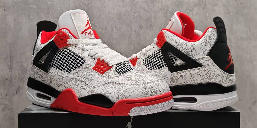 Jordan 4 – Design‑Inspired "Lasers White &amp; Black" Custom Tribute Build AJ4‑LASERS‑474