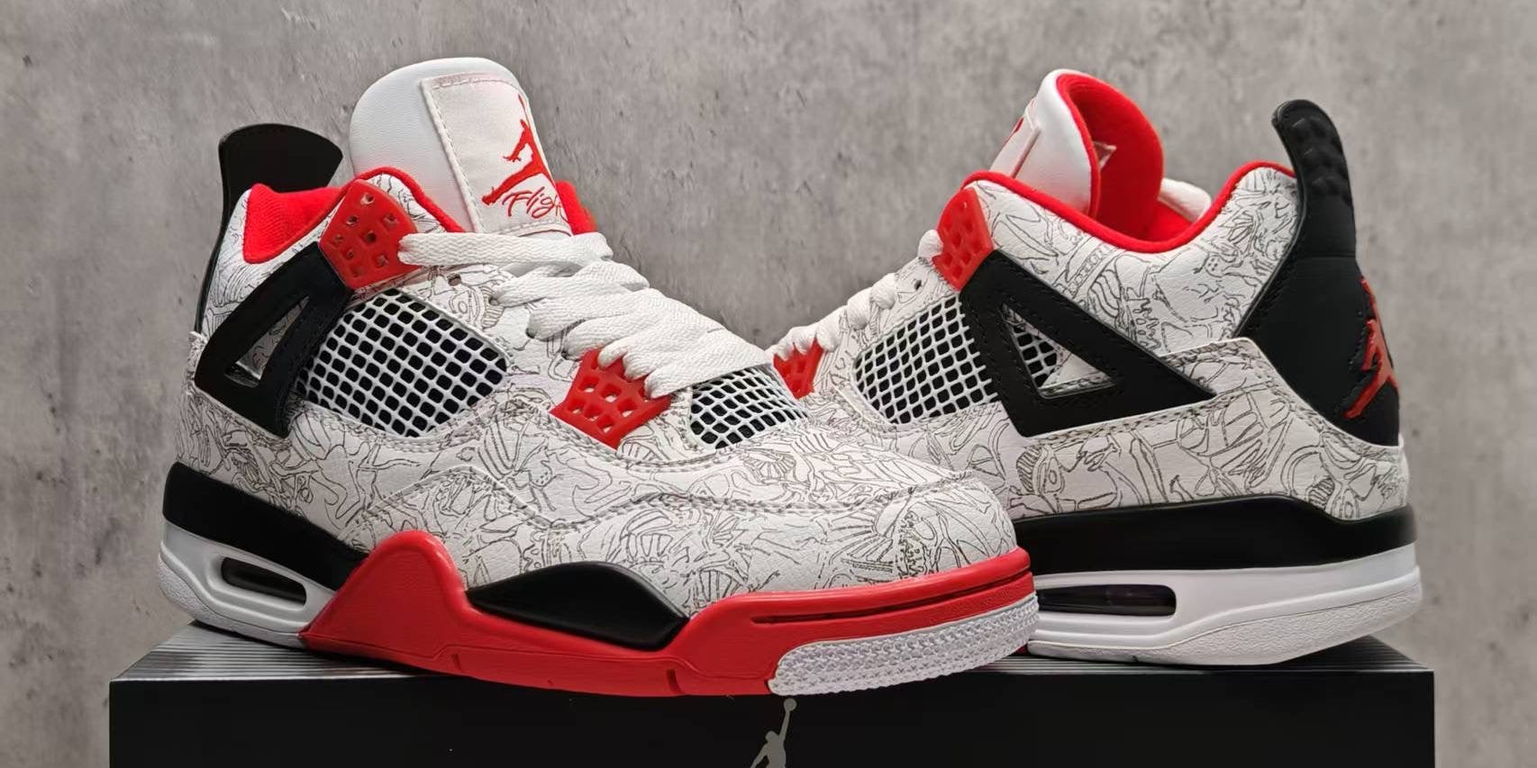 Jordan 4 – Design‑Inspired "Lasers White &amp; Black" Custom Tribute Build AJ4‑LASERS‑474