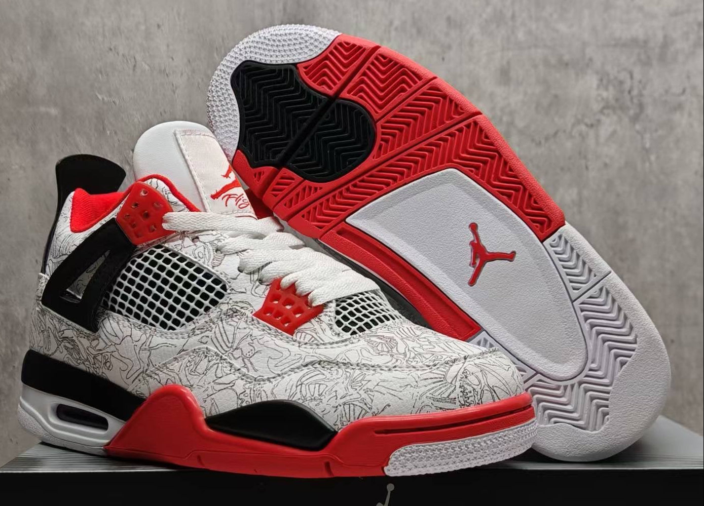 Jordan 4 – Design‑Inspired "Lasers White &amp; Black" Custom Tribute Build AJ4‑LASERS‑474