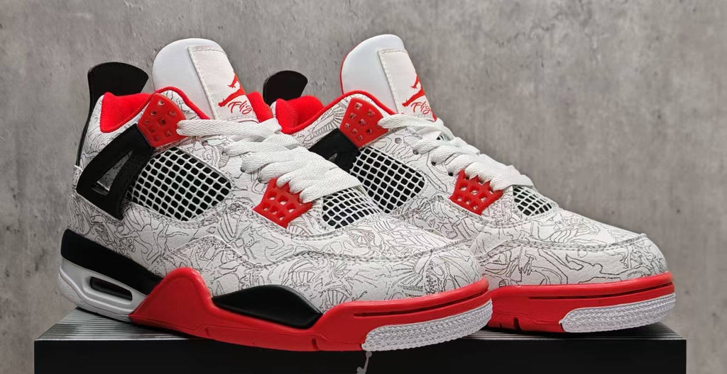 Jordan 4 – Design‑Inspired "Lasers White &amp; Black" Custom Tribute Build AJ4‑LASERS‑474