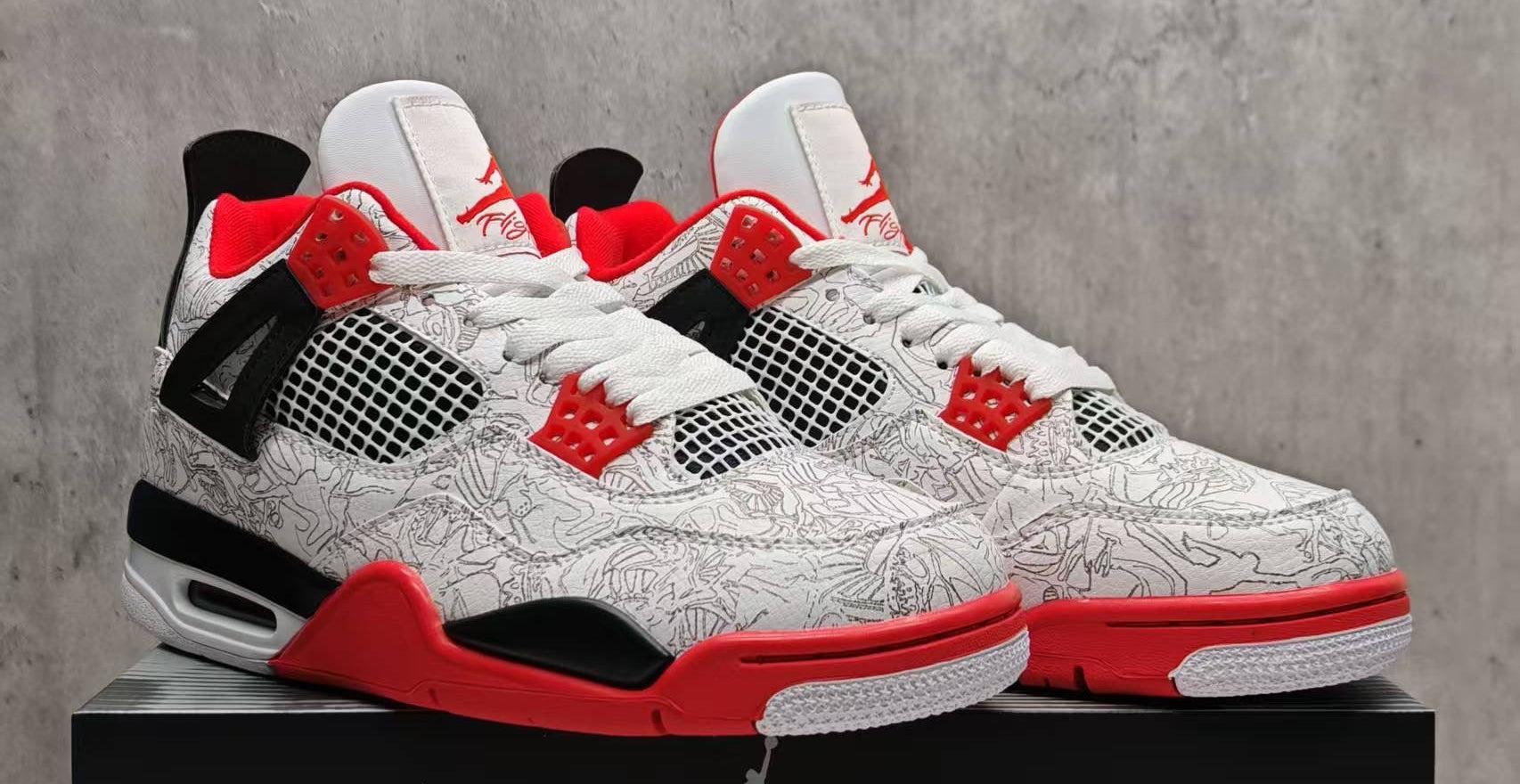 Jordan 4 – Design‑Inspired "Lasers White &amp; Black" Custom Tribute Build AJ4‑LASERS‑474