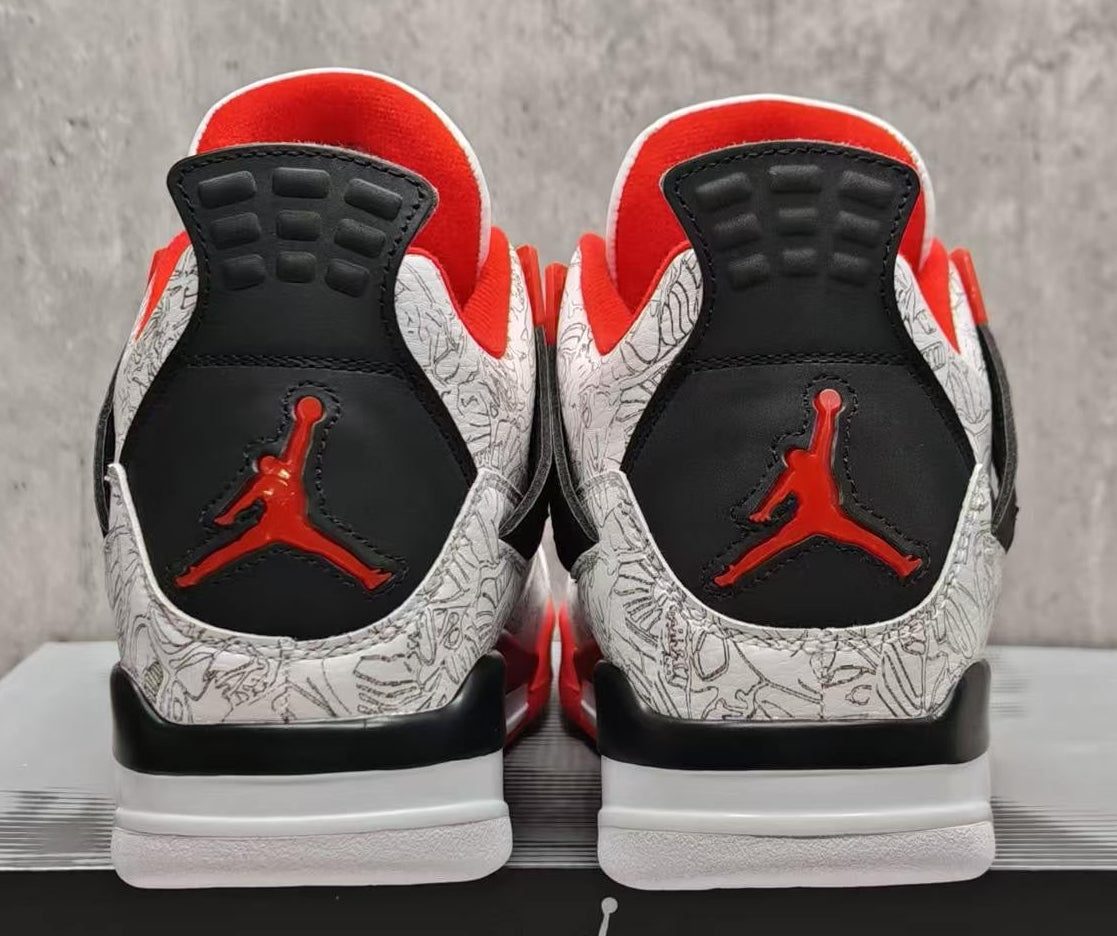 Jordan 4 – Design‑Inspired "Lasers White &amp; Black" Custom Tribute Build AJ4‑LASERS‑474
