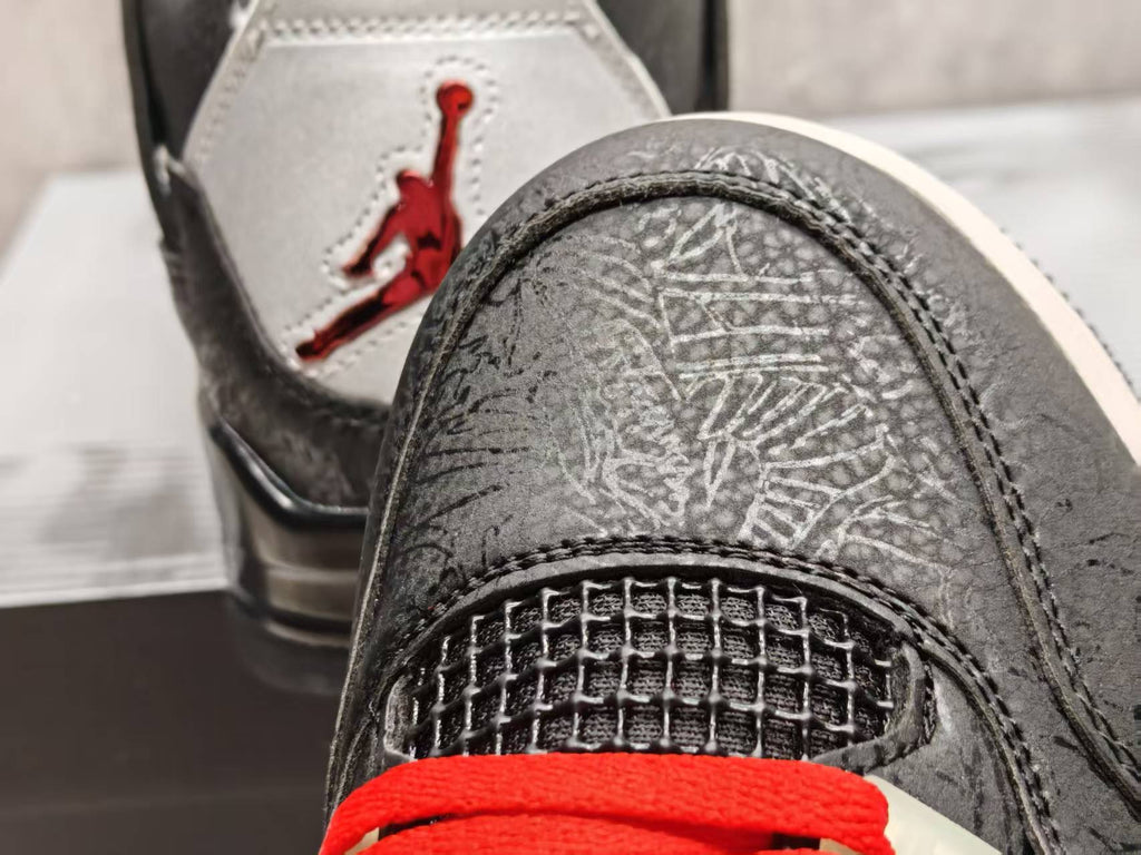 Jordan 4 – Design‑Inspired "Lasers White &amp; Black" Custom Tribute Build AJ4‑LASERS‑474
