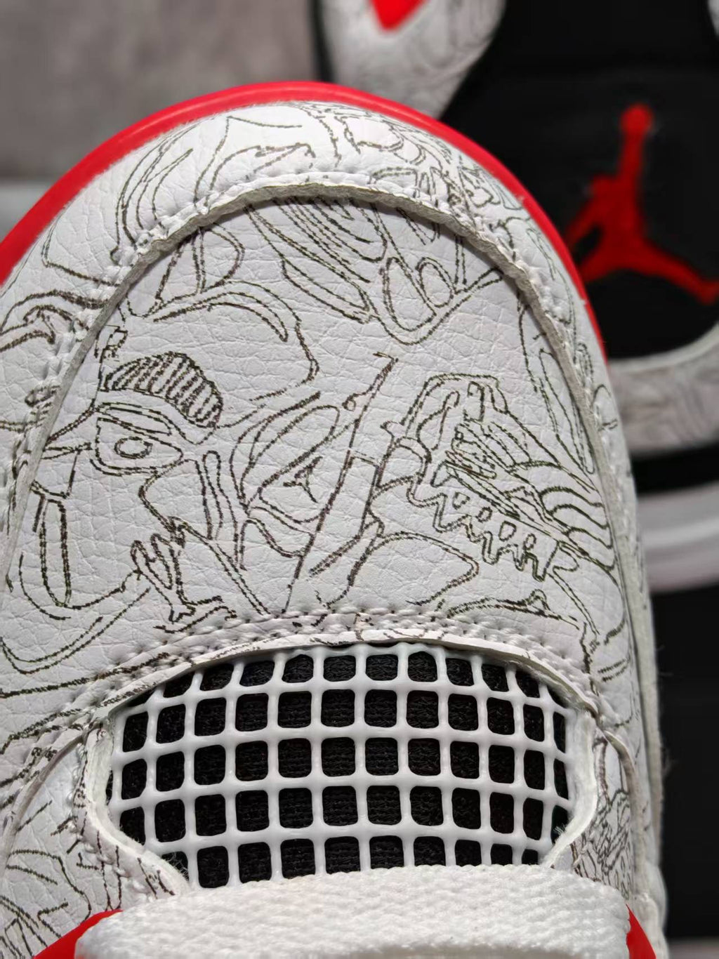 Jordan 4 – Design‑Inspired "Lasers White &amp; Black" Custom Tribute Build AJ4‑LASERS‑474