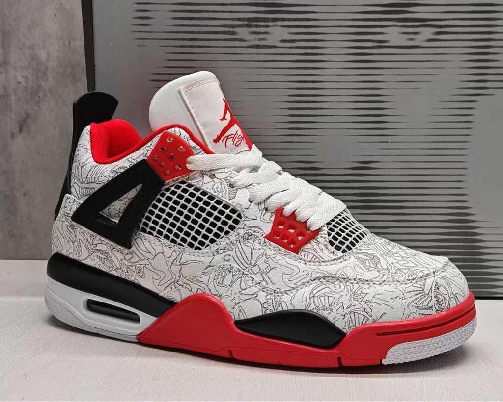 Jordan 4 – Design‑Inspired "Lasers White &amp; Black" Custom Tribute Build AJ4‑LASERS‑474