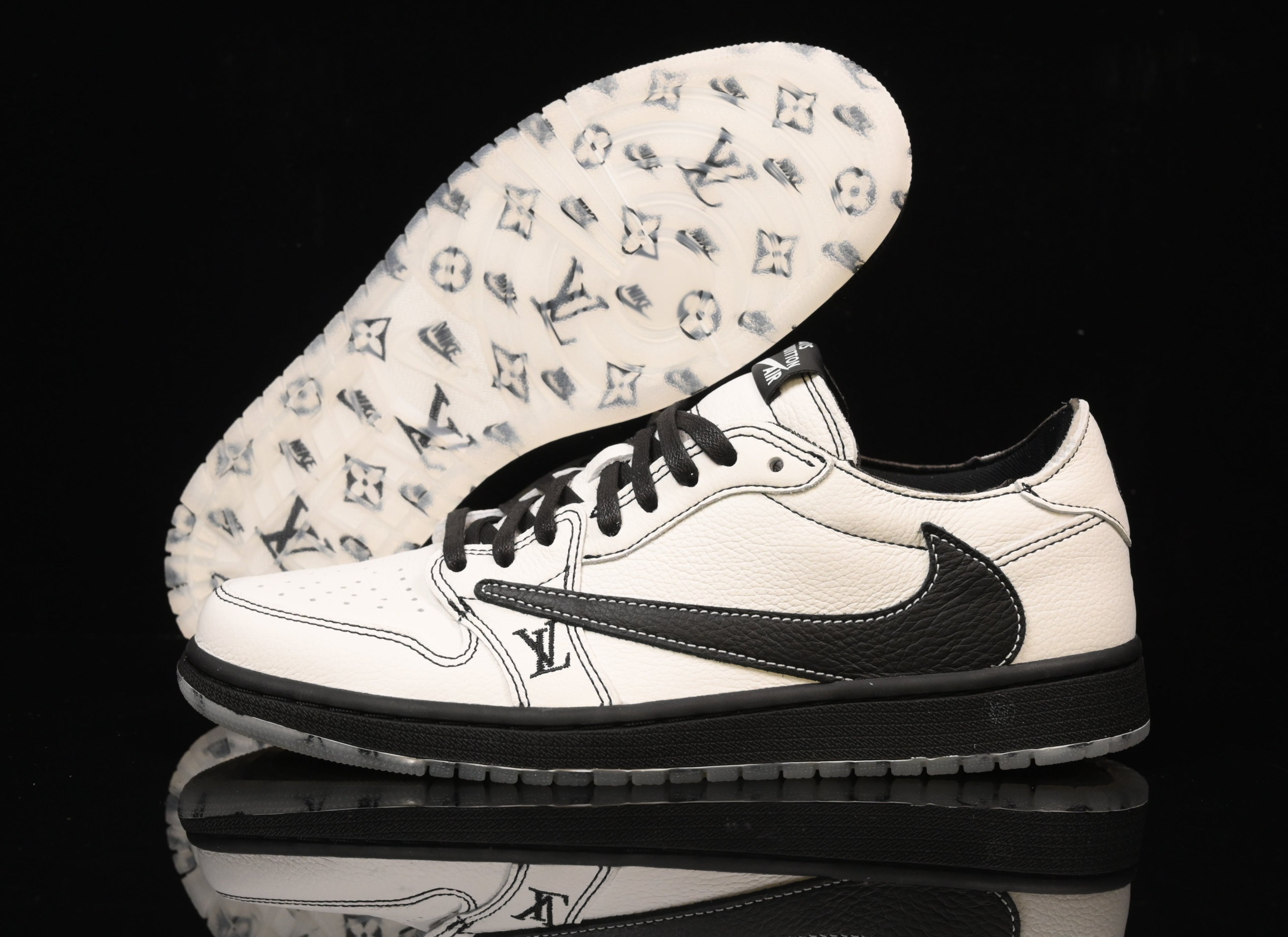 Jordan 1 Low – Design‑Inspired Travis Scott "LV‑Off White Icy Reverse Panda’s" AJ1‑LVREV‑058
