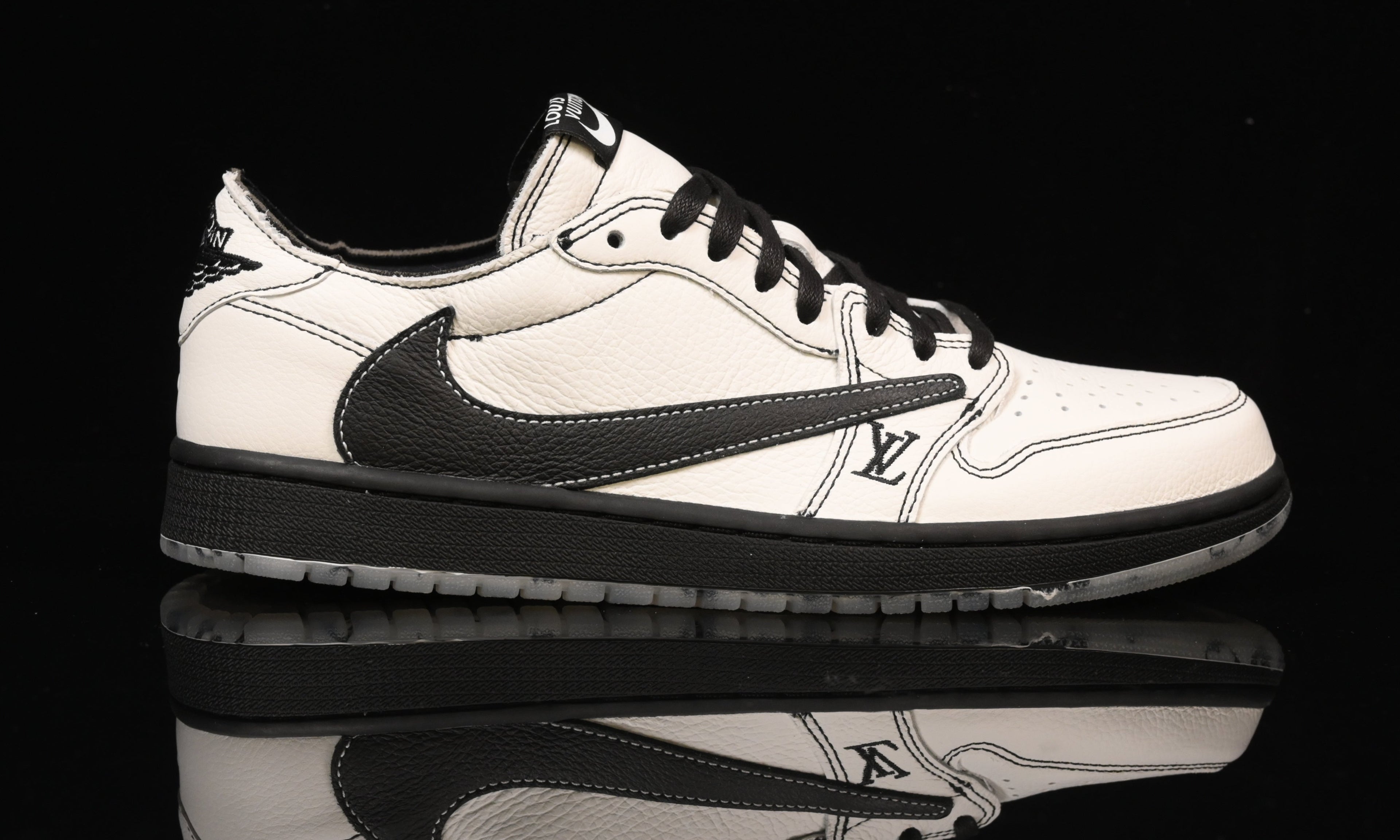 Jordan 1 Low – Design‑Inspired Travis Scott "LV‑Off White Icy Reverse Panda’s" AJ1‑LVREV‑058