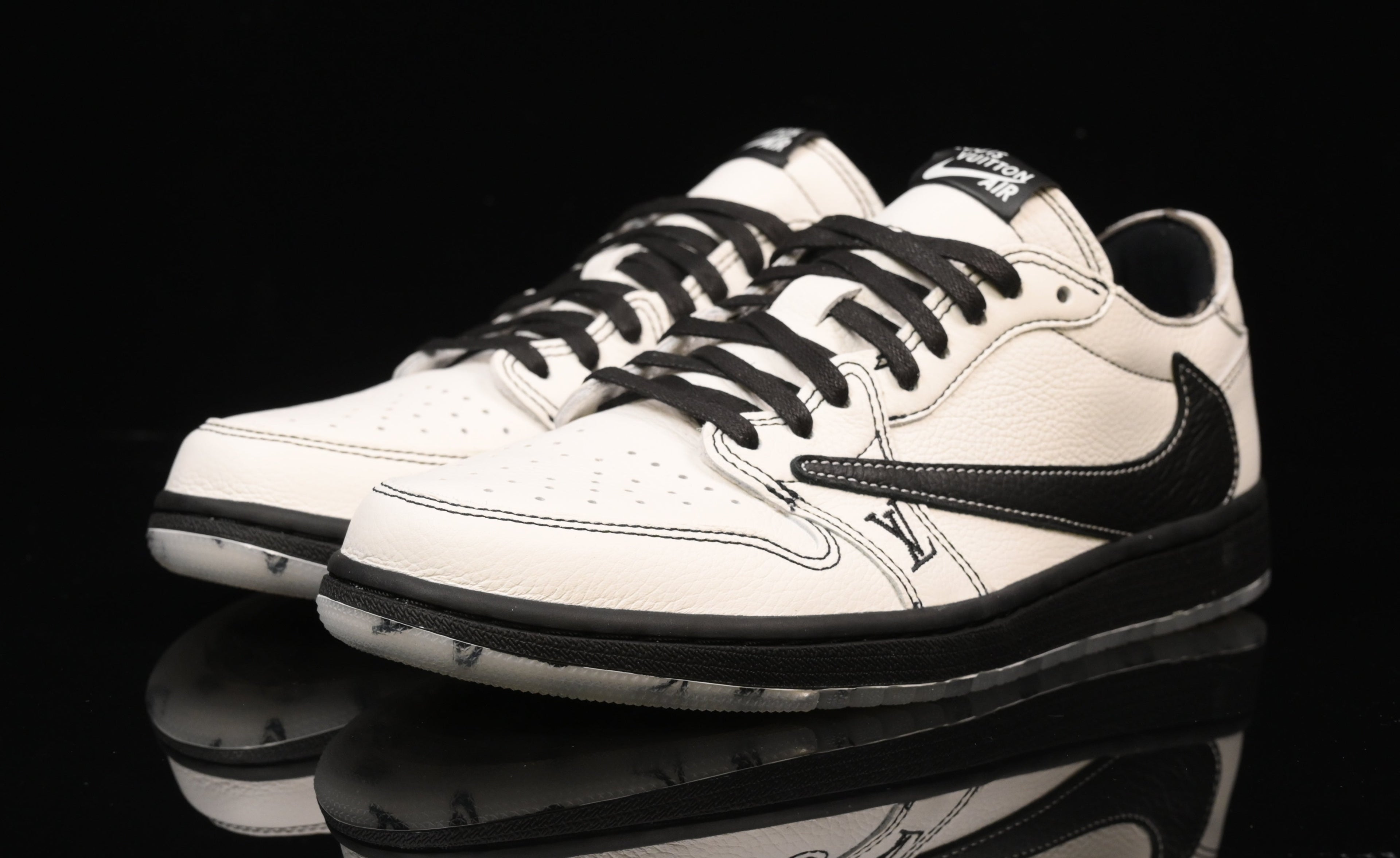 Jordan 1 Low – Design‑Inspired Travis Scott "LV‑Off White Icy Reverse Panda’s" AJ1‑LVREV‑058