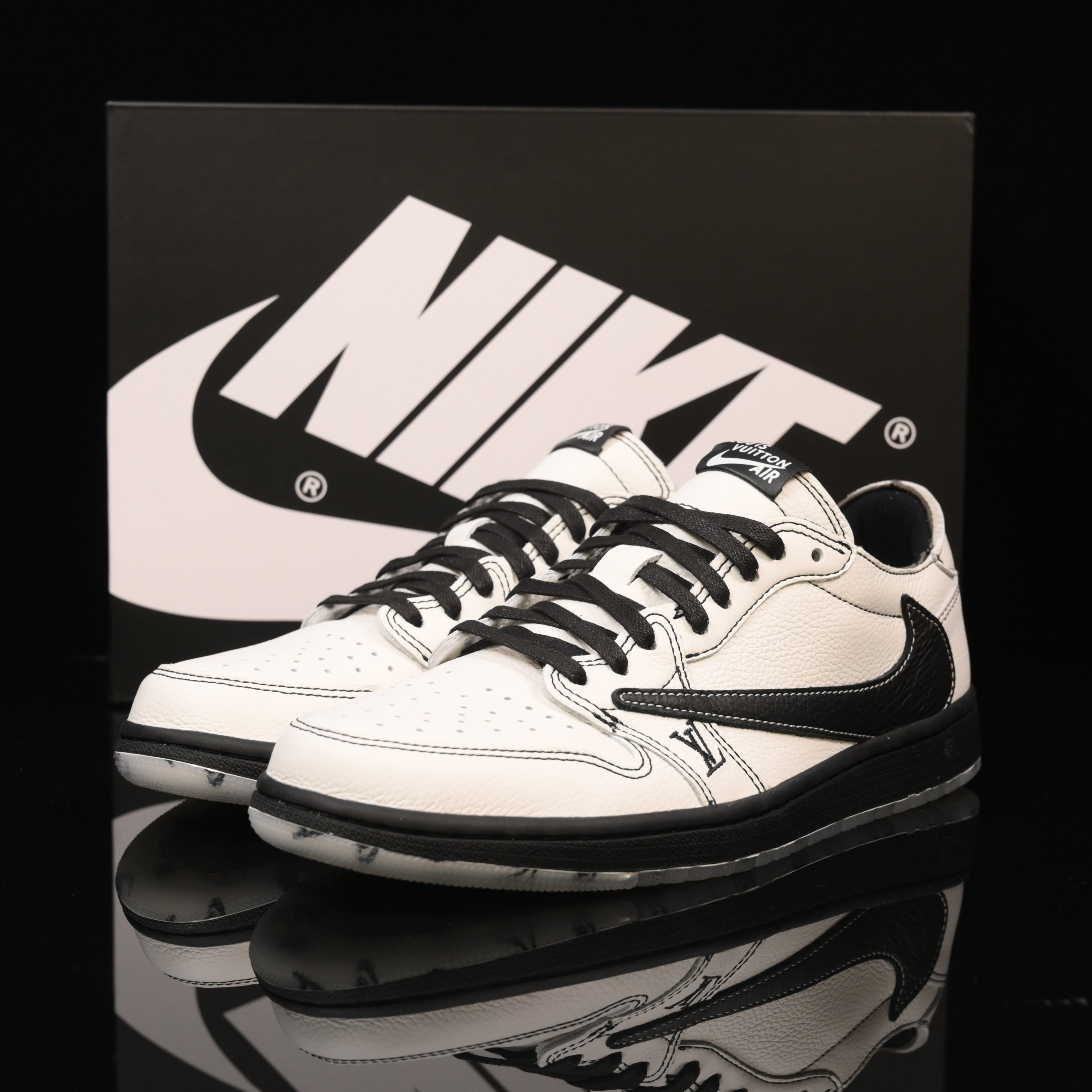 Jordan 1 Low – Design‑Inspired Travis Scott "LV‑Off White Icy Reverse Panda’s" AJ1‑LVREV‑058
