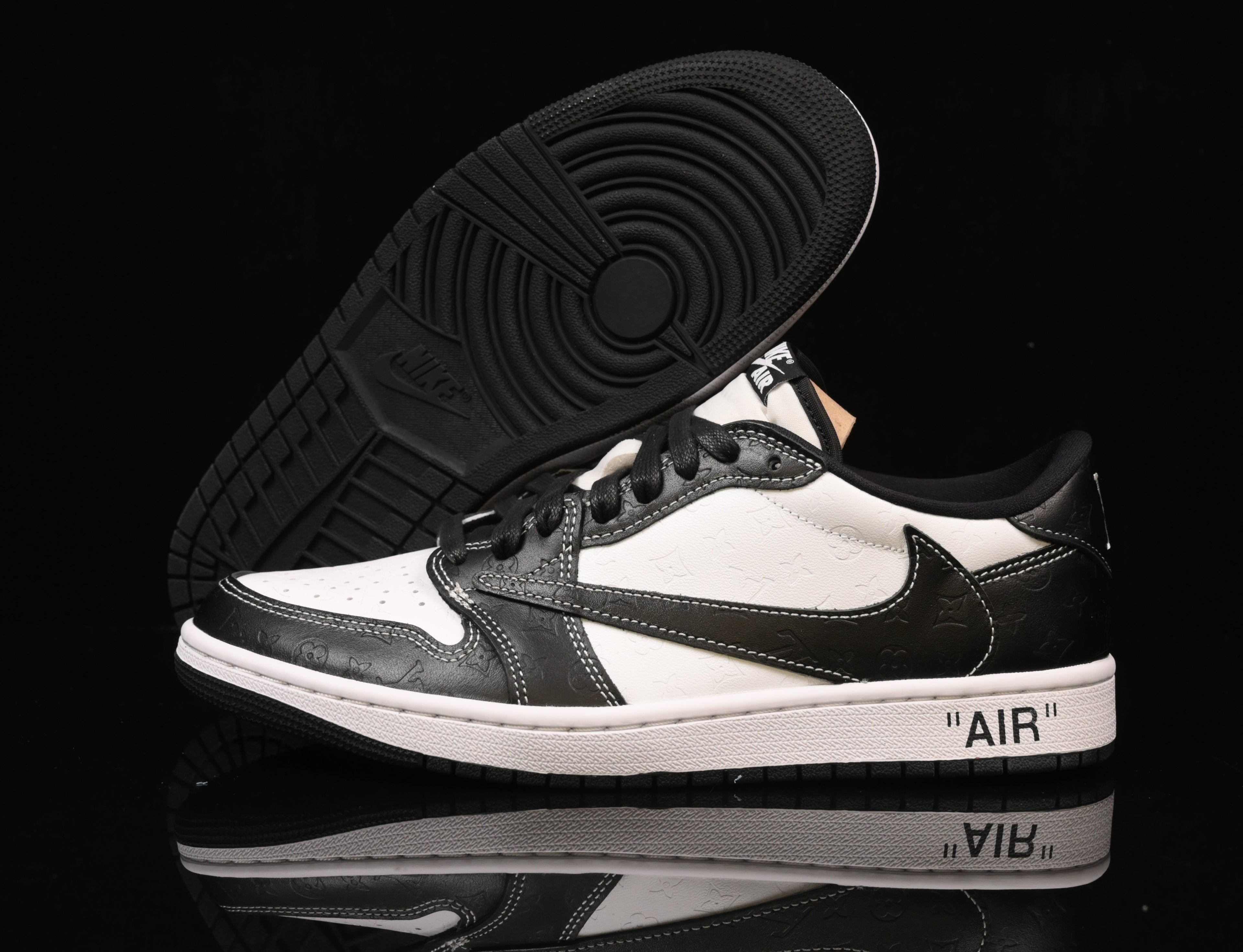 Jordan 1 Low – Design‑Inspired Travis Scott "LV‑Off White 'Embossed Panda’s" AJ1‑LVEMB‑056