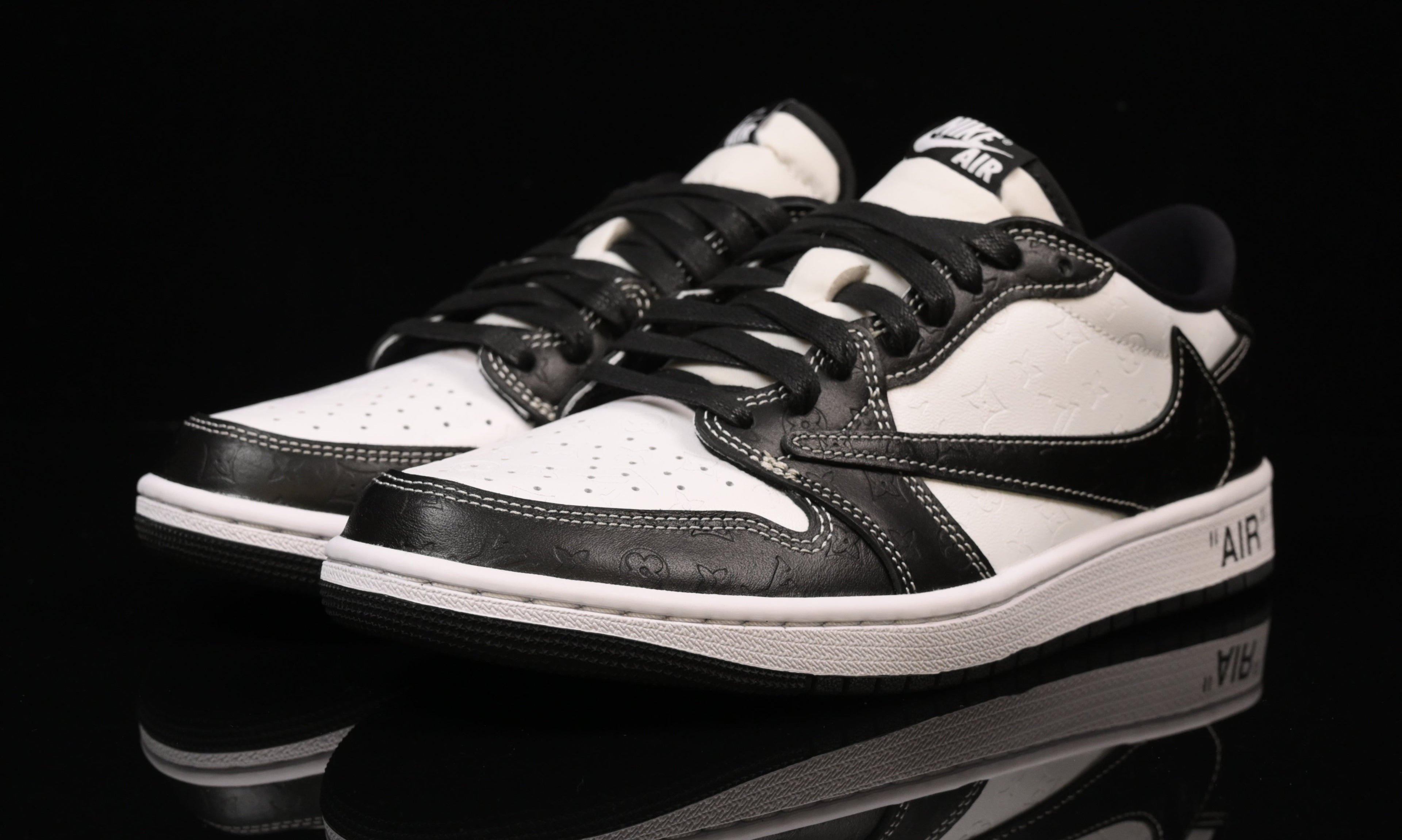 Jordan 1 Low – Design‑Inspired Travis Scott "LV‑Off White 'Embossed Panda’s" AJ1‑LVEMB‑056