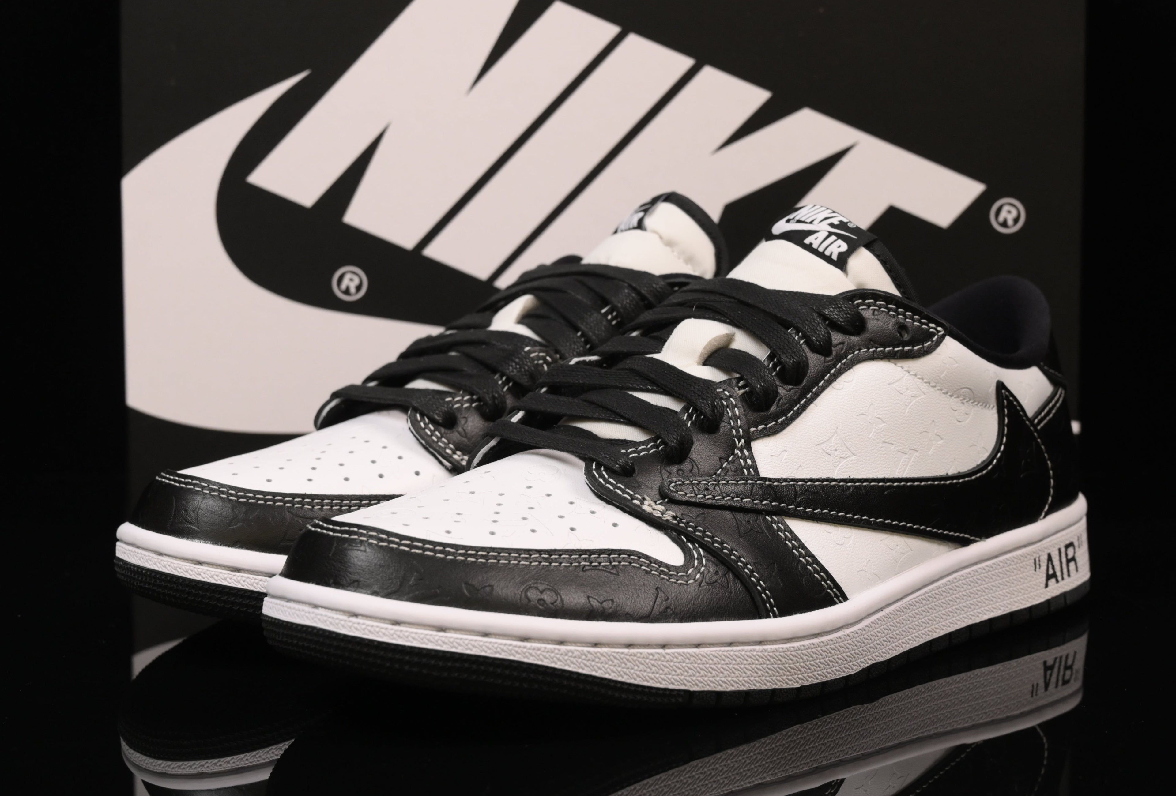 Jordan 1 Low – Design‑Inspired Travis Scott "LV‑Off White 'Embossed Panda’s" AJ1‑LVEMB‑056