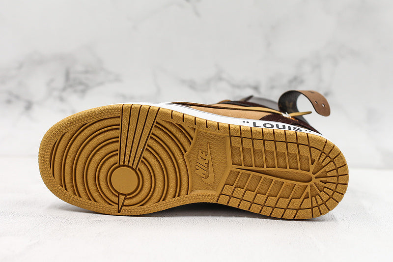 034 — Jordan 1 High “Louis V Off‑White Brown/Tan” — Design‑Inspired Fantasy Colorway