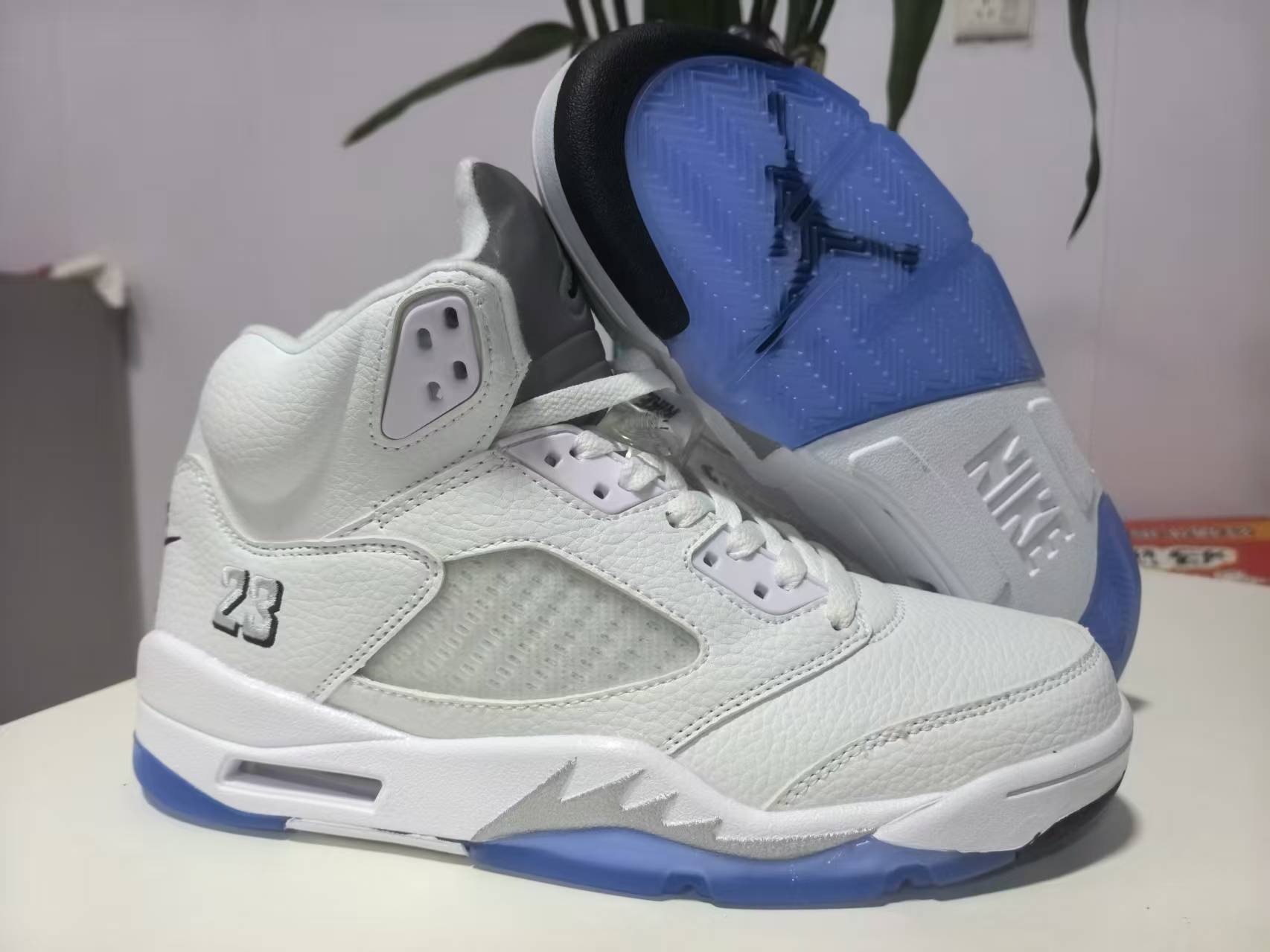 Jordan 5 Design‑Inspired “White Metallics” — Custom Tribute — 528