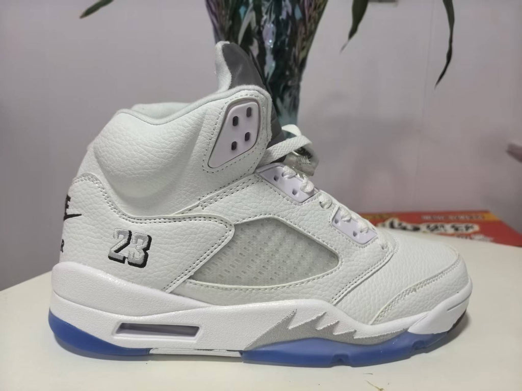Jordan 5 Design‑Inspired “White Metallics” — Custom Tribute — 528