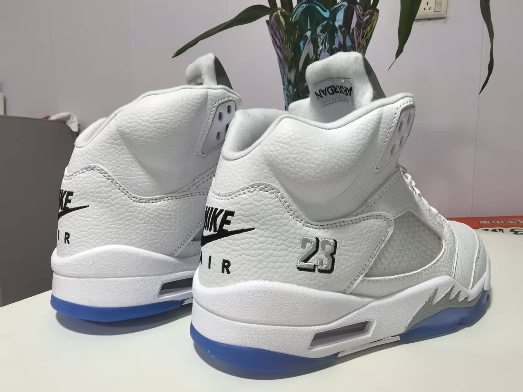 Jordan 5 Design‑Inspired “White Metallics” — Custom Tribute — 528