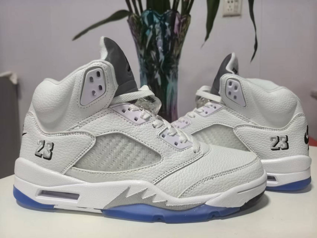Jordan 5 Design‑Inspired “White Metallics” — Custom Tribute — 528