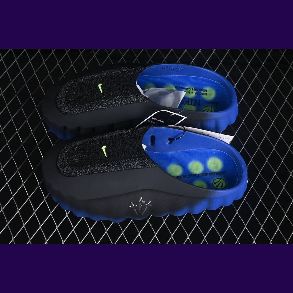 Nike Mind 001 Slides Design-Inspired - "NOCTA Black / Blue Volt" - MND-SLD-NOCTABLVOLT - Sole Revival and Redemption LLC