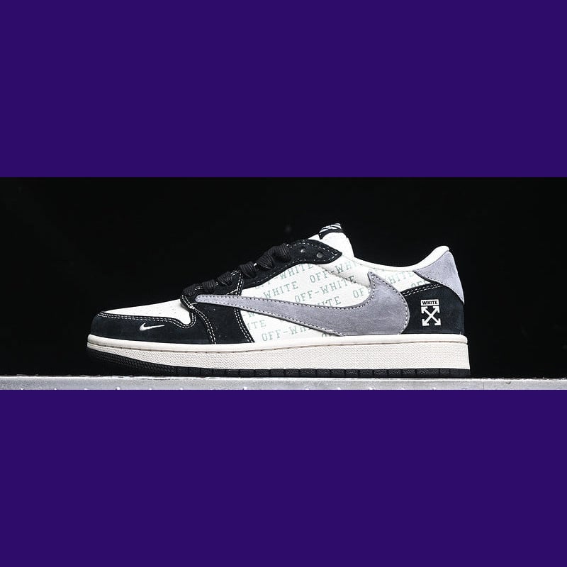 Jordan 1 Low Design-Inspired - "Travis Scott Off-White Black Suede" - TS-OWBLK - Sole Revival and Redemption LLC