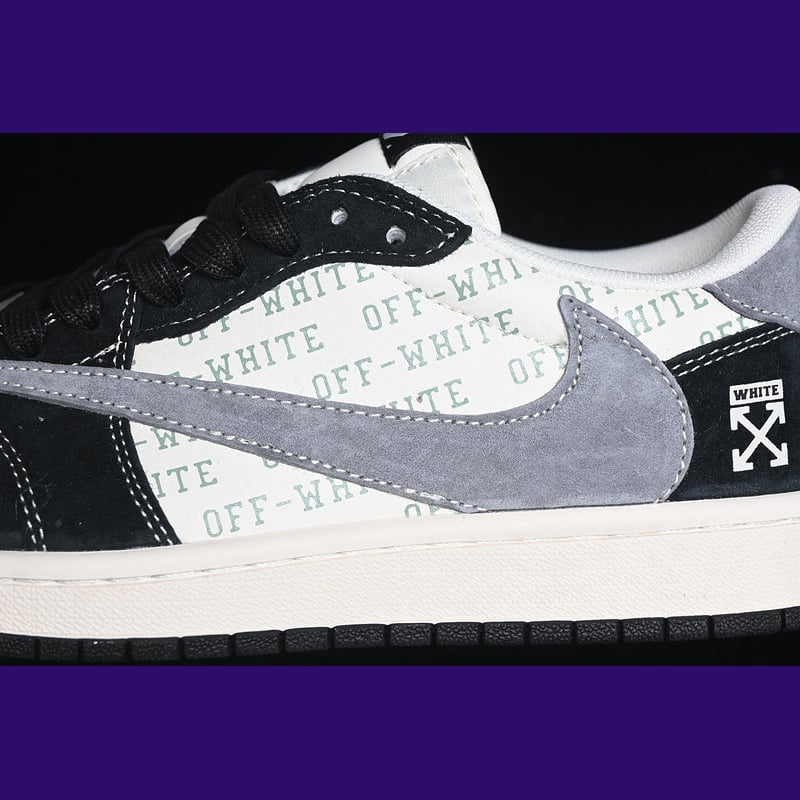 Jordan 1 Low Design-Inspired - "Travis Scott Off-White Black Suede" - TS-OWBLK - Sole Revival and Redemption LLC