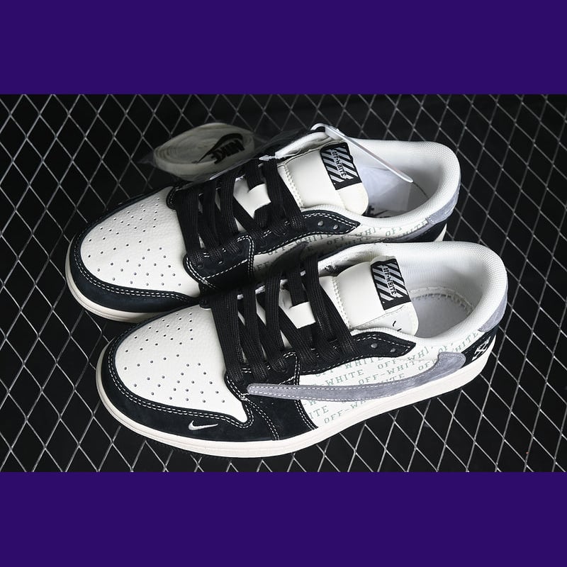 Jordan 1 Low Design-Inspired - "Travis Scott Off-White Black Suede" - TS-OWBLK - Sole Revival and Redemption LLC