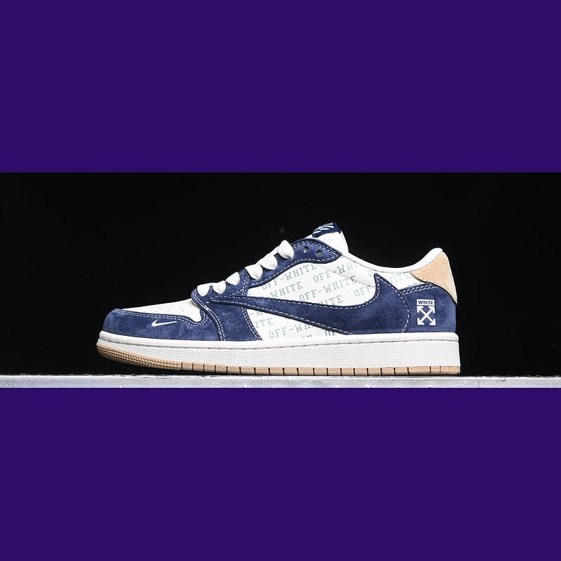 Jordan 1 Low Design-Inspired - "Travis Scott Off-White Navy Suede" - TS-OWNAVY - Sole Revival and Redemption LLC