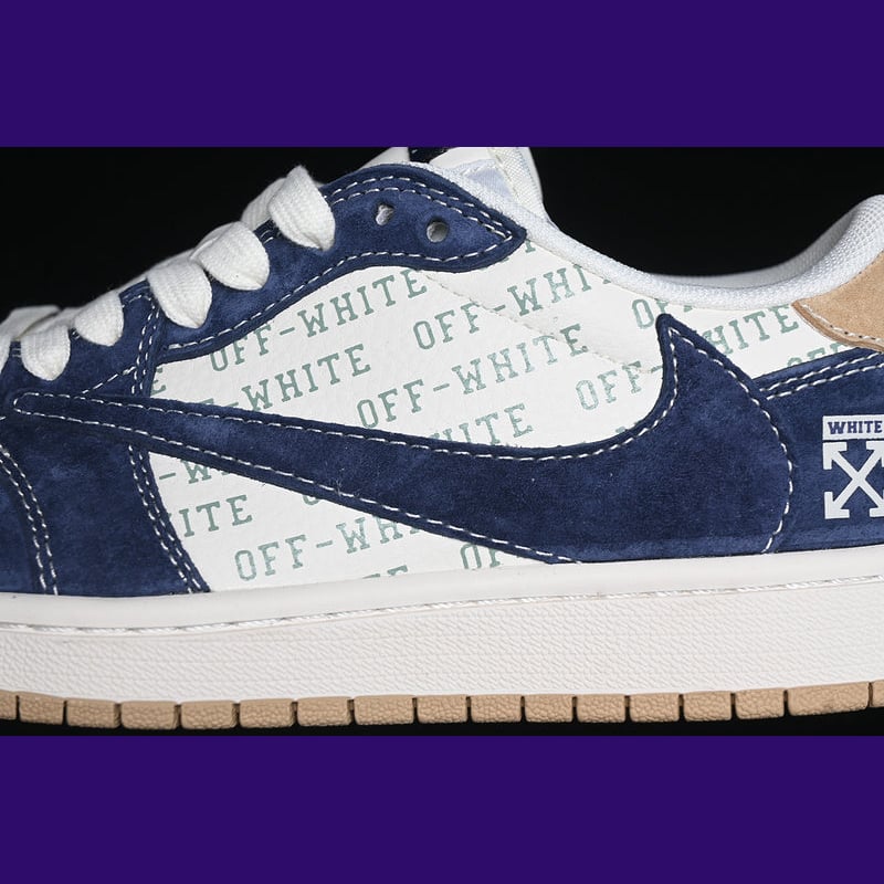 Jordan 1 Low Design-Inspired - "Travis Scott Off-White Navy Suede" - TS-OWNAVY - Sole Revival and Redemption LLC
