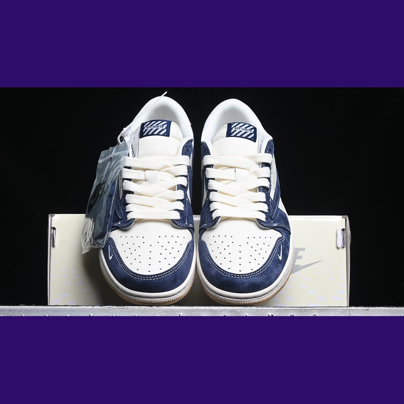Jordan 1 Low Design-Inspired - "Travis Scott Off-White Navy Suede" - TS-OWNAVY - Sole Revival and Redemption LLC