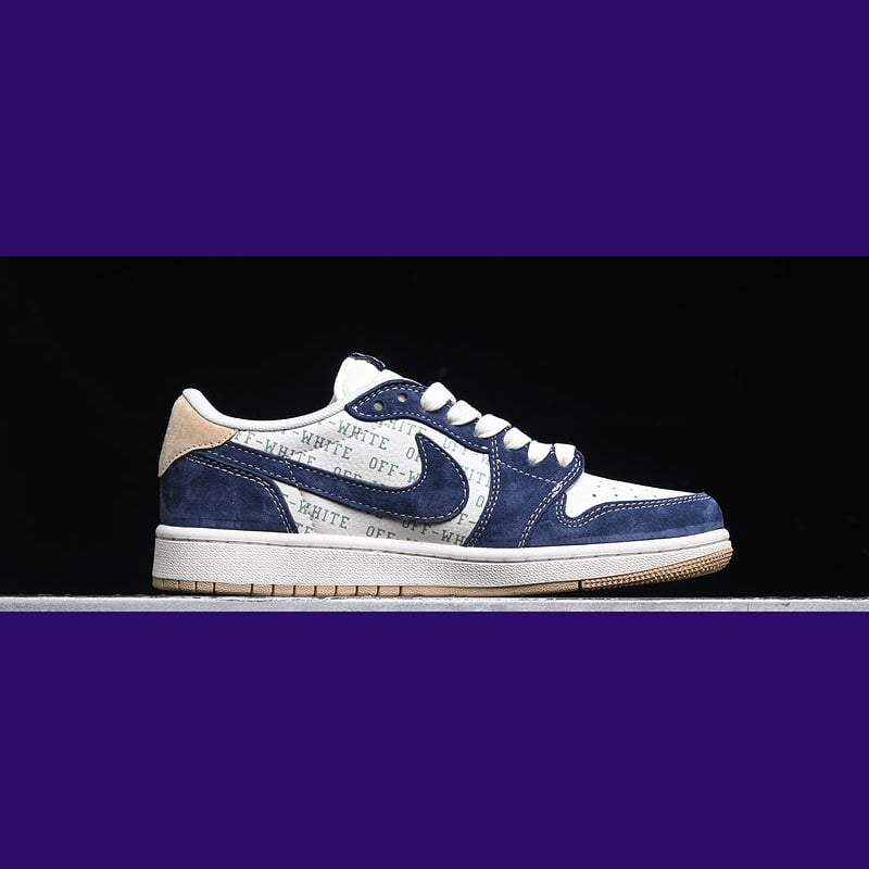 Jordan 1 Low Design-Inspired - "Travis Scott Off-White Navy Suede" - TS-OWNAVY - Sole Revival and Redemption LLC