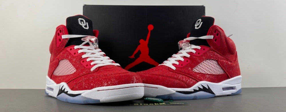 Jordan 5 Design-Inspired - "Sooners PE" "Varsity Red" Custom Tribute - AJ5-SOONPE-529C
