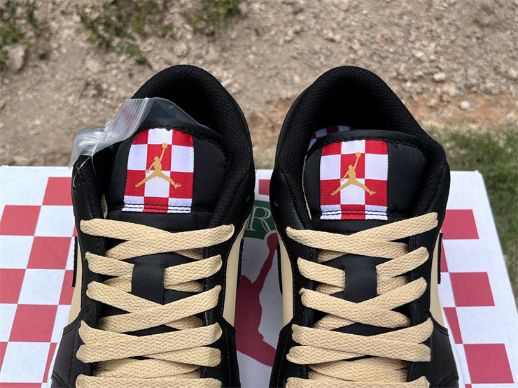 Air Jordan 1 Low – Design-Inspired "Black Gold Pizza" Custom Tribute Build AJ1L-PIZZA-002