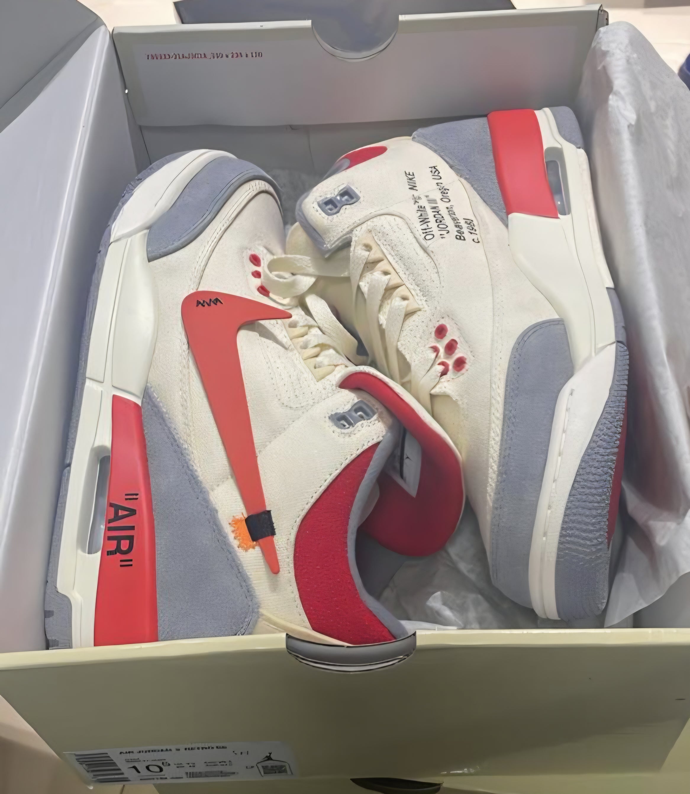 Jordan 3 “Off‑White Inspired” — Premium Fantasy Collab — US 10.5 — New With Box