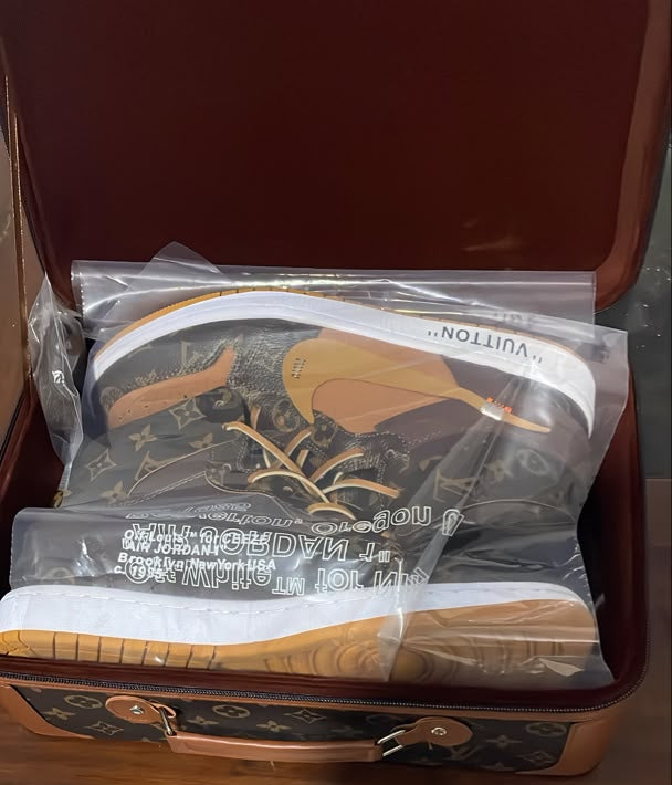 Jordan 1 High - Design-Inspired "Louis V Off-White Brown/Tan" Custom Fantasy Build AJ1-LVOW-034