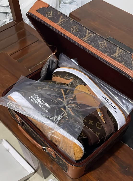 Jordan 1 High - Design-Inspired "Louis V Off-White Brown/Tan" Custom Fantasy Build AJ1-LVOW-034