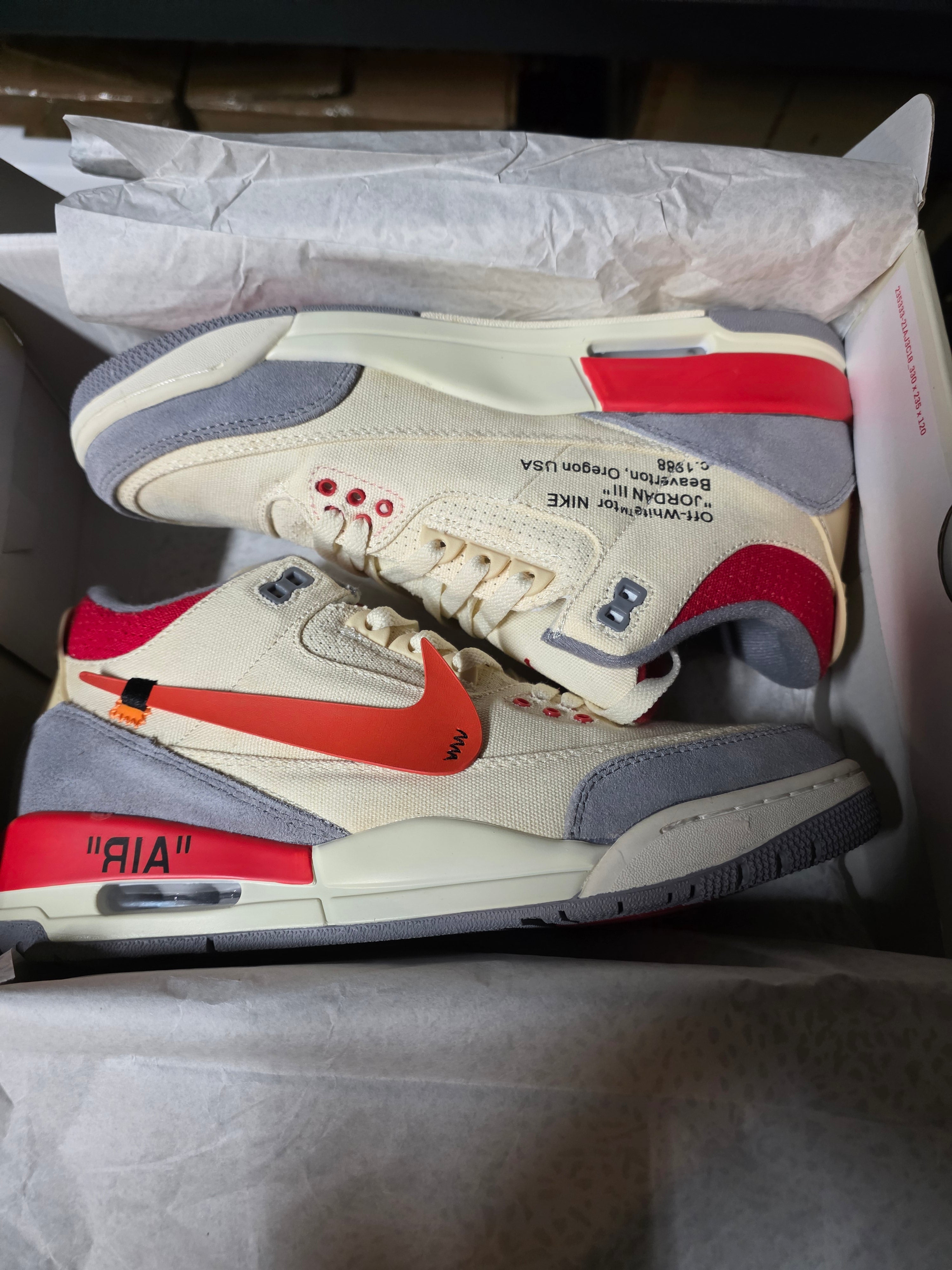 Jordan 3 “Off‑White Inspired” — Premium Fantasy Collab — US 10.5 — New With Box