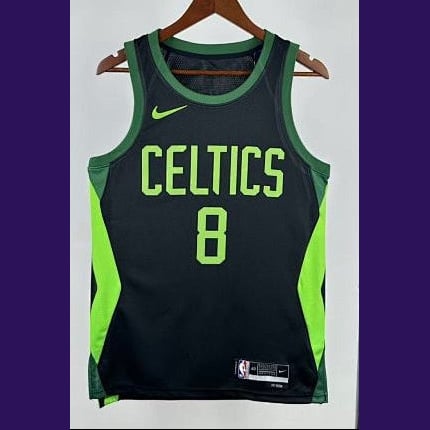 Boston Celtics — Kristaps Porzingis 8 City Edition Jersey (Black/Neon Green) - Sole Revival and Redemption LLC
