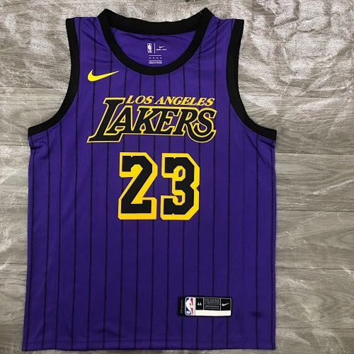 Los Angeles Lakers — LeBron James #23 City Edition (City Edition Purple Pinstripe "Los Angeles Lakers")