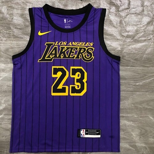 Los Angeles Lakers — LeBron James #23 City Edition (City Edition Purple Pinstripe "Los Angeles Lakers")