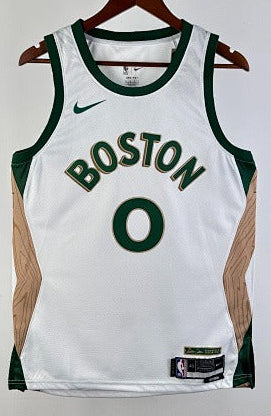 Boston Celtics — Jayson Tatum #0 City Edition Jersey (White/Green/Wood)