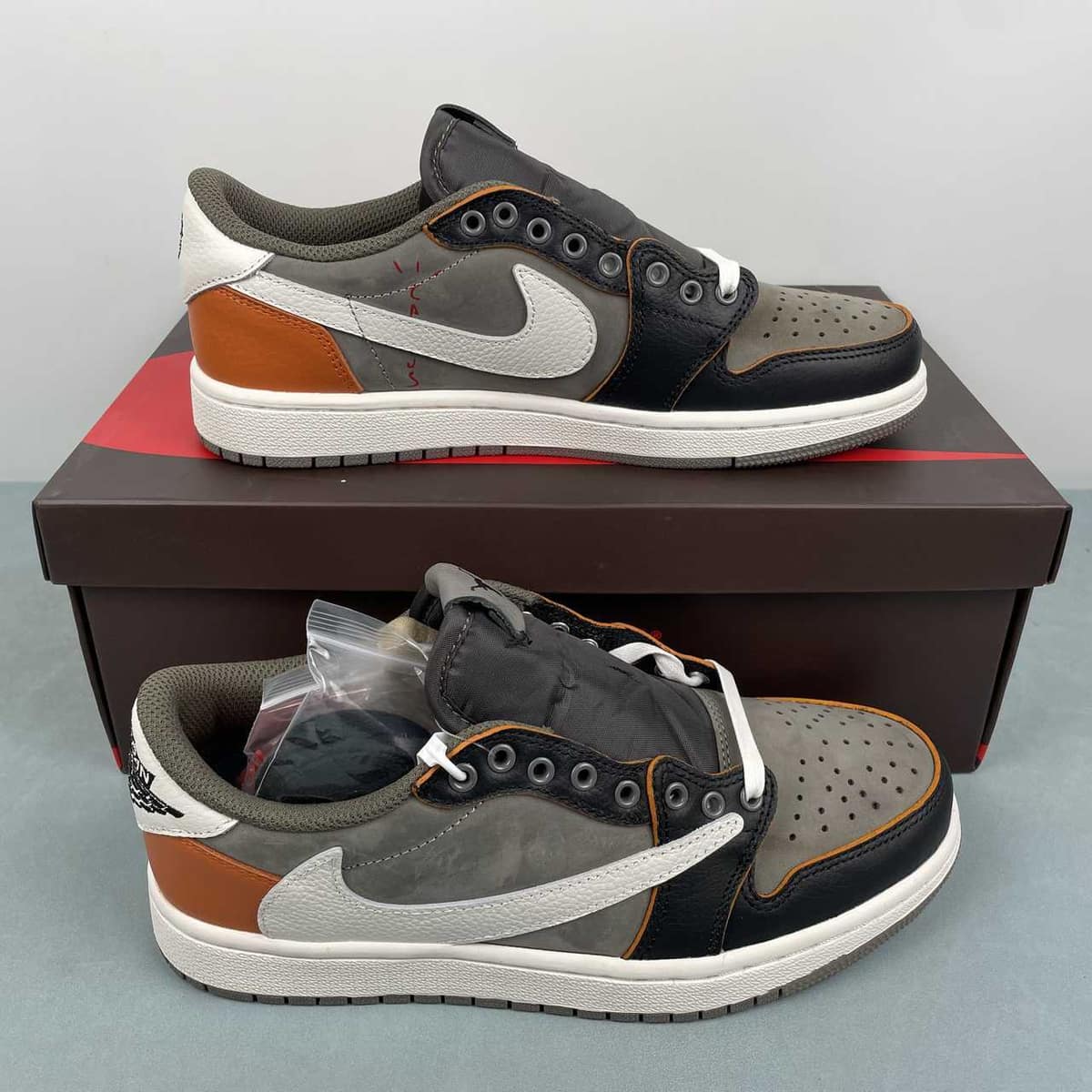 Jordan 1 Low Design-Inspired - "Travis Scott" "Texas Longhorns" - TS-LNGHRN-075